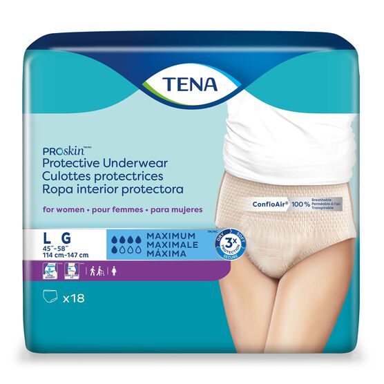 TENA Proskin Maximum Absorbency Underwear For Women, Large 72 Count